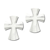 Bold Sculpted Cross Statement Earrings – Mat Silver · JE10433MS_JK 1