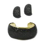 BC-0462-2BK 1 · Pave Rhinestone Cuff And Earring Set – Gold/Black