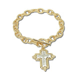 BW20347GD_WT 1 · Textured Cable Chain Cross Bracelet – Gold