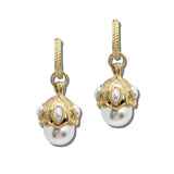 ER10110VG_TP 1 · Ornate Pearl Drop Charm Earrings – Worn Gold
