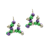 Mardi Gras Beaded Poodle Drop Earrings – Gold/Purple Green · GSE4982-PUYWGR_CRT 1