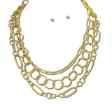 Layered Mixed Link Chain Necklace Set – Worn Gold · NK10273VG24K_TP 1