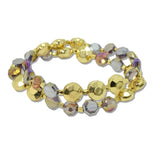 Iridescent Crystal Gold Bead Stretch Bracelet Set – Gold/Purple · B8702PU_JM 1