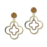 Enamel Double Quatrefoil Drop Earrings – Gold/Brown · JE10477GBR_JK 1