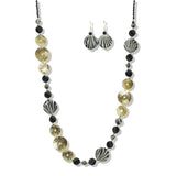 Hammered Metallic and Disc Long Beaded Necklace - view 4