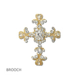114686, ORNATE RHINESTONE CROSS BROOCH