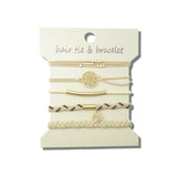 Multi Piece Embellished Elastic Hair Tie & Bracelet Set – Mat Gold/Multi · HB001CM_JOY 20