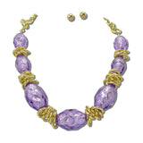 Faceted Barrel Bead Statement Necklace – Gold/Purple · JN11687GPU_JK 20