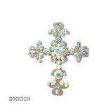 114686, ORNATE RHINESTONE CROSS BROOCH