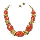 Faceted Barrel Bead Statement Necklace – Gold/Red · JN11687GRD_JK 21