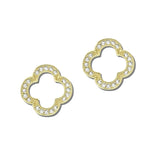 14K Gold Plated CZ Pave Clover Open Stud Earrings – Gold/Clear · 2299EMG-P_MX 21