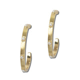EW3543GD_WT 21 · Pearl Station Metal Hoop Earrings – Gold