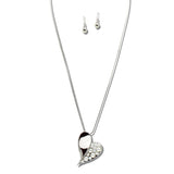 Pearl Cluster Heart Pendant Necklace Set – Silver · YNE5663S_AJ 21