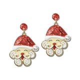ME5715-GDRED 21 · Christmas Santa Claus Glitter Earring – Gold/Red