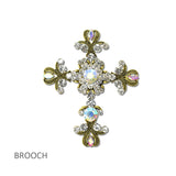 114686, ORNATE RHINESTONE CROSS BROOCH