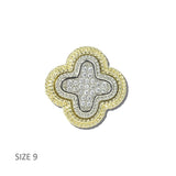 K2323-9 22 · 14K Gold Plated Clover CZ Statement Ring – 9