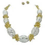 Faceted Barrel Bead Statement Necklace – Gold/Clear · JN11687GCL_JK 22