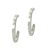 EW3543SV_WT 22 · Pearl Station Metal Hoop Earrings – Silver