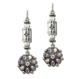 AE9320-SBAB_MO 23 · Western Ab Rhinestone Concho Drop Earrings – Silver Burnished/AB