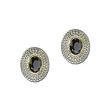 14K Gold Plated Oval CZ Rope Border Stud Earrings – Two Tone/Black · ER4886-BK_IM 23