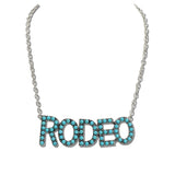 Rodeo Western Stone Pendant Necklace – Silver Burnished/Turquoise · JN2101-SBTQS_JOL 24