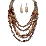 Layered Marbled Stone Chip Bead Necklace Set – Gold/Brown · AK695BN_AJ 24