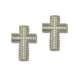 2170E_MX 24 · Pave CZ Cross Earrings – Two Tone/Clear