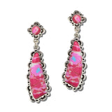 Western Scalloped Stone Concho Drop Earrings – Silver Burnished/Pink · AE9479-SBPK_MO 24