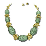 Faceted Barrel Bead Statement Necklace – Gold/Green · JN11687GGR_JK 24