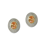 14K Gold Plated Oval CZ Rope Border Stud Earrings – Two Tone/Topaz · ER4886-TP_IM 24