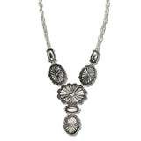 Western Oval Concho Statement Y Necklace – Silver Burnished · JN2105-SB_JOL 25