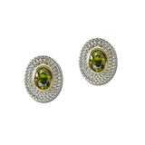 14K Gold Plated Oval CZ Rope Border Stud Earrings – Two Tone/Olive Green · ER4886-GR_IM 25