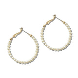 AE9312-GPL_MO 25 · Pearl Beaded Hoop Earrings – Gold/Cream