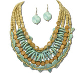 AK688TQ_AJ 25 · Turquoise Multi Strand Beaded Necklace Set – Turquoise