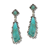 Western Scalloped Stone Concho Drop Earrings – Silver Burnished/Turquoise · AE9479-SBTQ_MO 25