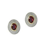 14K Gold Plated Oval CZ Rope Border Stud Earrings – Two Tone/Red · ER4886-RD_IM 26