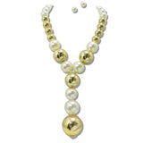 Pearl Metal Sphere Y-Drop Necklace – Gold/Cream · JN11523GCR_JK 26