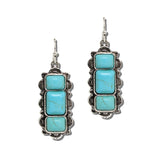 Western Three Stone Concho Drop Earrings – Silver Burnished/Turquoise · AE9473-SBTQ_MO 27