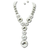 Pearl Metal Sphere Y-Drop Necklace – Silver/White · JN11523RWH_JK 27