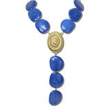 263010RBNK_FF 29 · Resin Pebble Medallion Y-Drop Necklace – Gold/Royal Blue
