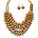 AK686BN_AJ 29 · Worn Gold Turquoise Stick Bead Necklace Set – Worn Gold/Brown