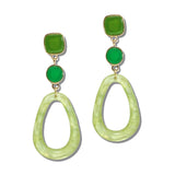 Acetate Color Block Geometric Drop Earrings – Gold/Green · YE3401GN 29