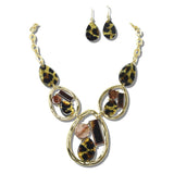 112612, GEOMETRIC CELLULOID ACEATE NECKLACE AND EARRING SET