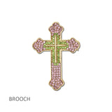 114706, SORORITY PAVE CRYSTAL CROSS BROOCH PIN