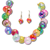 JN20060DMT 2 · Chunky Bubble Bead Statement Necklace – Gold/Multi