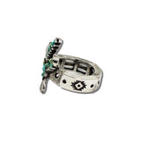 Western Hummingbird Stone Cluster Stretch Ring – Silver Burnished/Turquoise · AR0768-SBTQ_MO 2