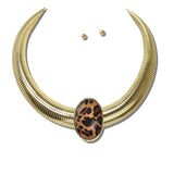 Faceted Leopard Print Oval Choker Necklace – Gold/Leopard · NK10132LEO_TP 2