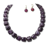 NE8705PU_JM 2 · Chunky Marbled Bead Necklace Set – Purple