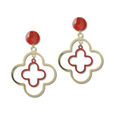 Enamel Double Quatrefoil Drop Earrings – Gold/Red · JE10477GRD_JK 2