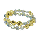 Iridescent Crystal Gold Bead Stretch Bracelet Set – Gold/Green · B8702GN_JM 2